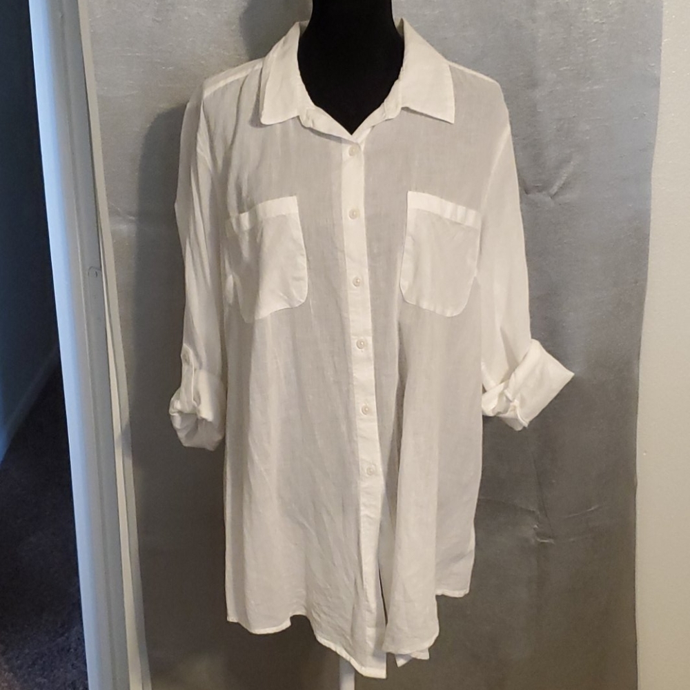 Style & Co Pool Side Button Down Cover Up NWT XL